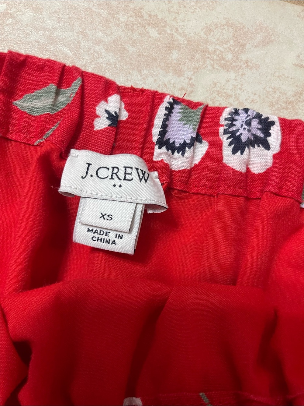 J. Crew Red Floral Tie-Waist A-Line Skirt - Picture 7 of 8